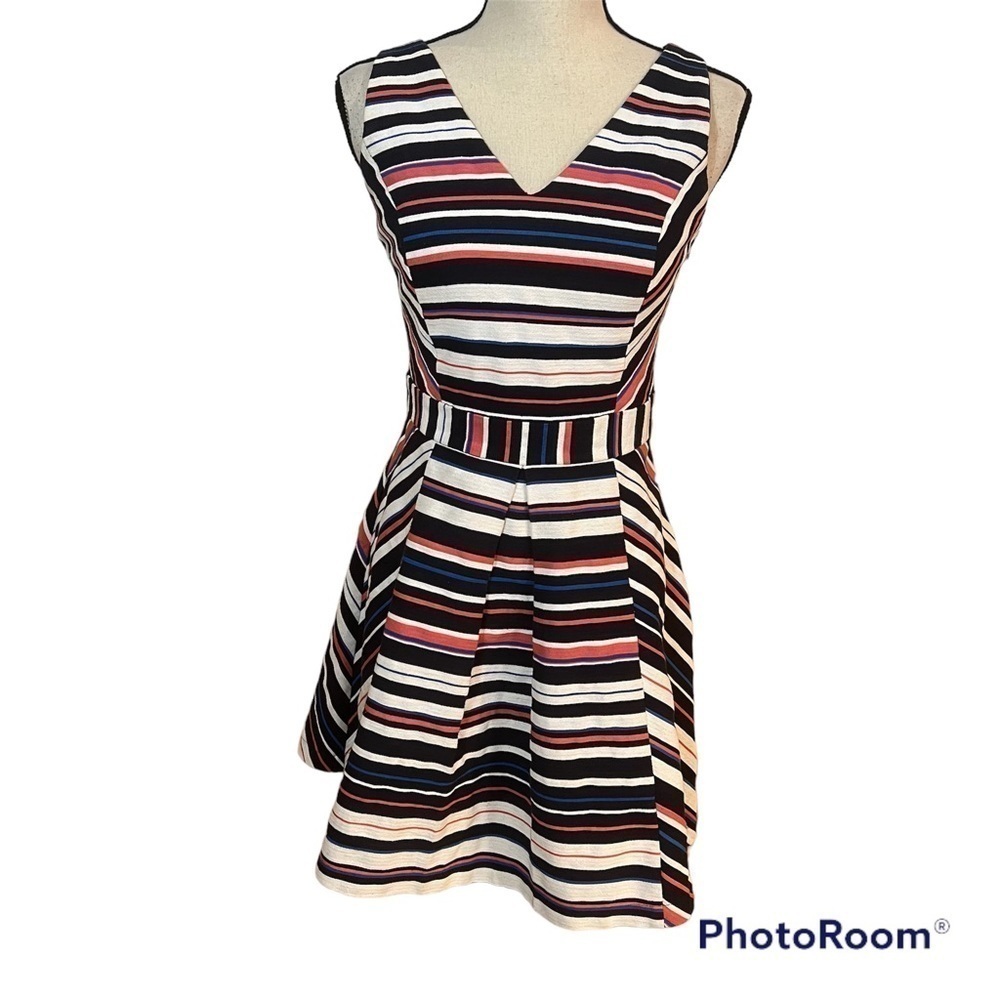 Adelyn Rae Cut Out Striped Dress Sz-S